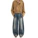 Men's Clothing Men's Retro Barn Style Washed Distressed Straight Leg Jeans Tie Dye Wide Leg Pants Curved Knife Loose Fit_viptrois.com