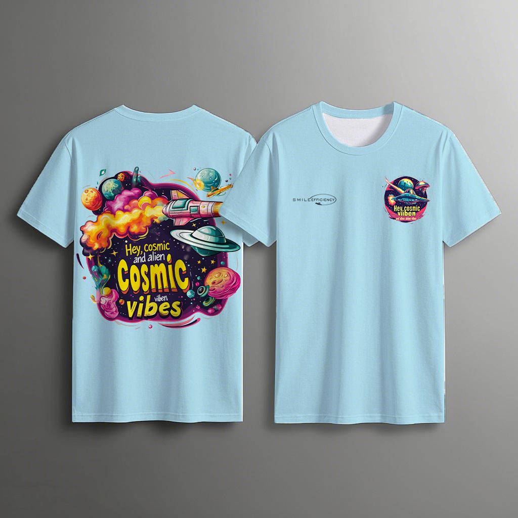 Men's Clothing Spaceship UFO Fun Pattern Print Fashion Street Casual Cotton Loose T Shirt_viptrois.com
