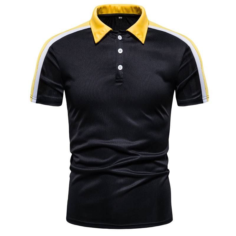 Fashionable New Men's Spliced Polo Shirt Short Sleeved_viptrois.com