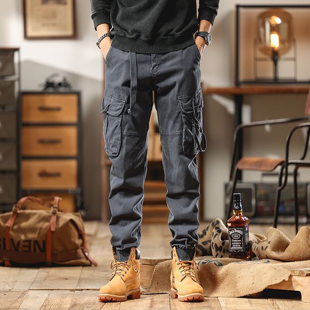 Vintage American Style Khaki Cargo Pants For Men - Urban Outdoor Workwear With Multi-Pockets, Relaxed Fit, Comfortable & Stylish_viptrois.com