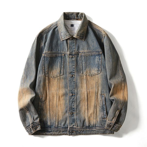 232 # Large Spring New Product American Yellow Mud Cowboy Men's Loose Trendy Brand Collar Jacket_viptrois.com