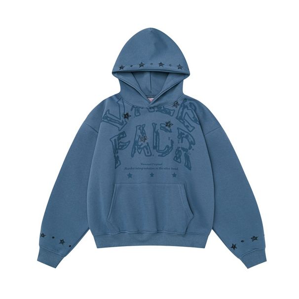 Star Embroidery Hooded Unique Design Loose Pullover Top Spring Autumn Men's Vibe Trendy Brand Sweatshirt_viptrois.com