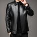 New Autumn Winter M's Middle-Aged Young People, Casual Zipper Lapel, Thin Jacket, Loose And Plush Leather Jacket For_viptrois.com