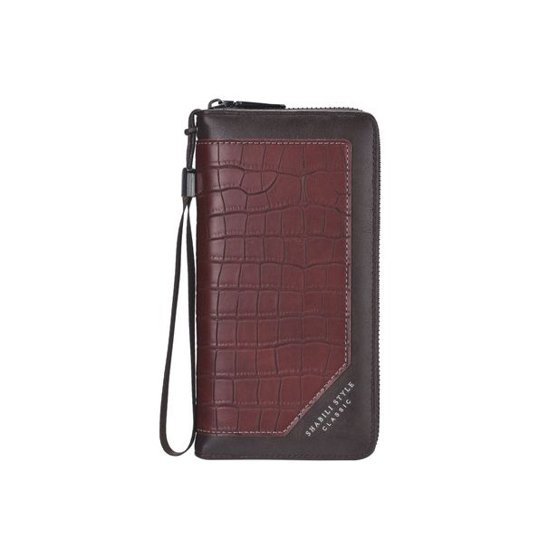 Wallet Card Cases Men's Wallet , Long Multi Functional Large Capacity Money And Card Integrated Bag, Fashionable Crocodile Pattern Pu Wallet_viptrois.com
