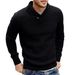 New Product Fashion Knitwear Pullovers Youth/Men Acrylic Lapel Pure Color Long Sleeve Slim Sweater_viptrois.com