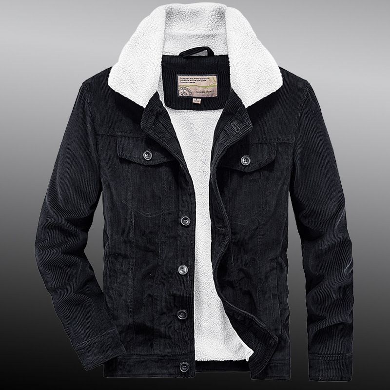 Men's Clothing Winter Cotton Clothes Men's Corduroy Jacket Winter Warm Fleece Lined Coat Oversized Casual Outdoor Windproof Thickened Workwear_viptrois.com