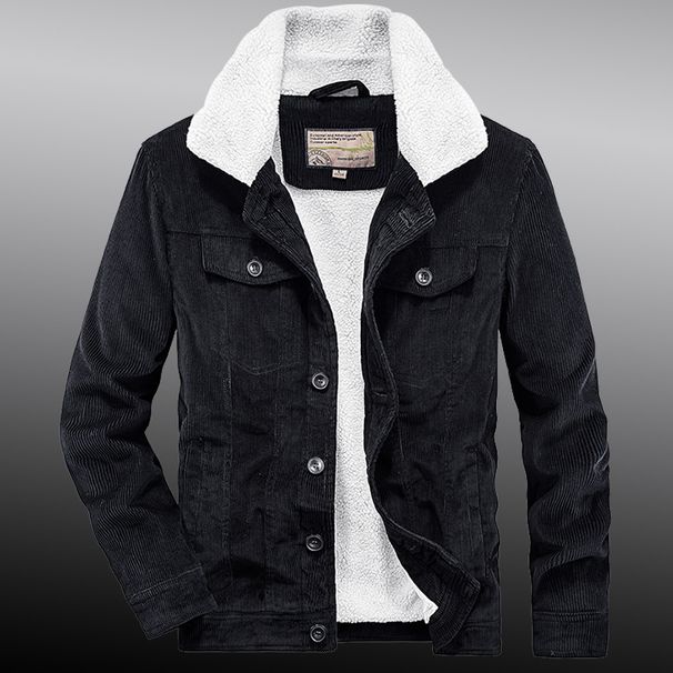 Men's Clothing Winter Cotton Clothes Men's Corduroy Jacket Winter Warm Fleece Lined Coat Oversized Casual Outdoor Windproof Thickened Workwear_viptrois.com