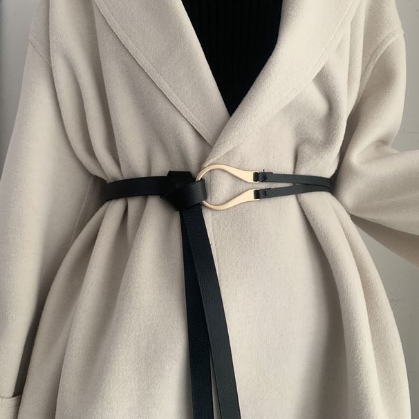 Trend horseshoe buckle belt for women without punching thin belt simple with all fashion knotted small belt_viptrois.com