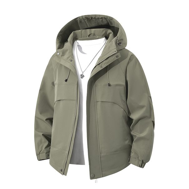Hooded Men's Simple Workwear American Style Multi Pocket 2025 Spring And Autumn New Outdoor Casual Jacket_viptrois.com