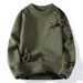 Trend Fashion Sweater Men's Lazy Style Trendy Fashion Casual Round Neck Loose Needle Green Men's Sweater_viptrois.com