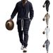 Men's Casual Long Pants & V-Neck Knit Sweater Set - Comfortable Cotton Blend Autumn Outfit For Stylish Men (White, Navy, Khaki, Light Gray, Black)_viptrois.com