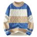 Pure Cross-Border New Casual Crew Neck Sweater Trendy Brand Fashion Color-Block Youth Knitwear Men's Top_viptrois.com