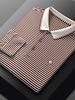 Spring And Autumn Striped Polo For Men 2025 New Style Middle-aged Casual Turn-down Collar Long Sleeve T-shirt Dad's_viptrois.com