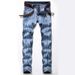 "Men's Light Wash Stretch Jeans – Straight Leg Vintage Style In Blue & Nostalgic White (Sizes 28-42)"_viptrois.com