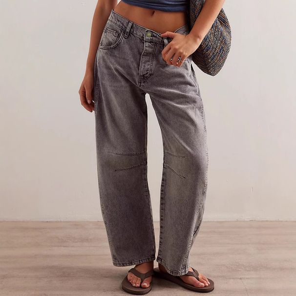 2023 New Cross-Border European And American Hot-Selling Fashion Casual Wide-Leg Loose Jeans For Women Mid-Low Waist_viptrois.com
