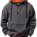 Unisex Half-Zip Hooded Sweatshirt - Cozy Fleece-Lined Pullover For Men & Women, Relaxed Fit Casual Warm Hoodie, Soft Breathable Fabric_viptrois.com