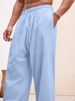 Men's Clothing European And American Men's Linen Straight Loose Pants Solid Color Casual Lace Wide Leg Beach Pants_viptrois.com
