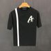 Summer Men's Strip Labelled Short-sleeved T-shirt Men's Ins Korean Version Trendy Brand Round Neck Clothes Versatile Simple Half-sleeved T-shirt_viptrois.com