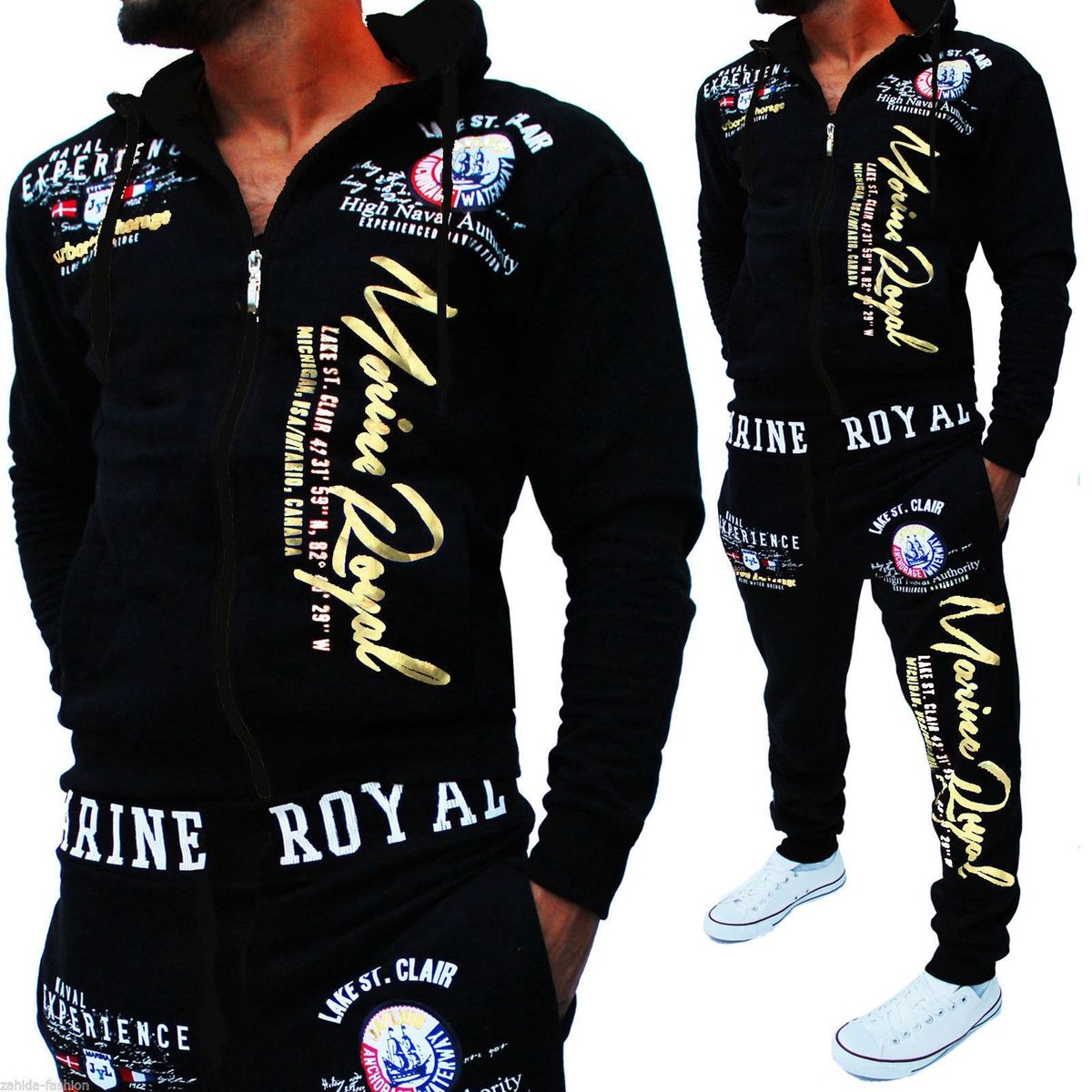 Men's Fashion Two-piece Hooded Sweatshirt And Pants Hooded Printed Sports Suit_viptrois.com