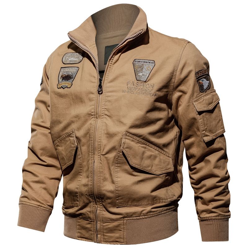 Men's MA-1 Flight Jacket – Lightweight Military Aviator Bomber (Khaki, Olive, Black) | Slim To 6XL, Zip-Up, Multi-Pocket Utility_viptrois.com