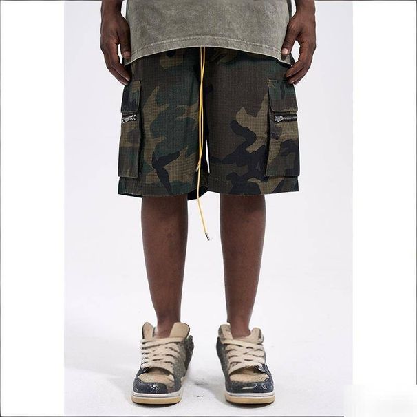Men's Clothing Men's High Street Washed Camouflage Cargo Shorts Casual Loose Fit Summer Drawstring Versatile Trendy Five Point Pants_viptrois.com