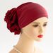 Women's new turban hat with large flowers, Middle Eastern turban hat, stretch fabric pullover hat, classic flower decoration, fashion party_viptrois.com