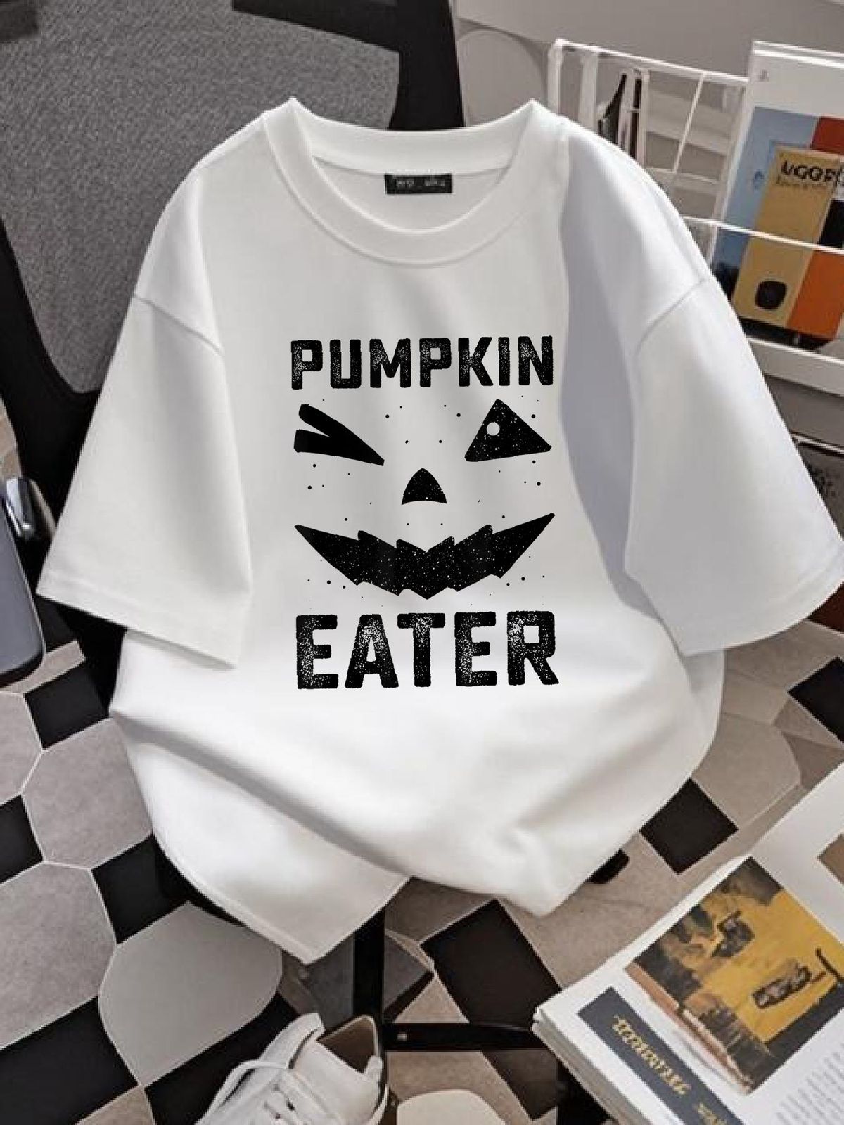 Peter Pumpkin Eater Matching Couple Halloween Costume T-Shirt Summer Streetwear Women Top Graphic Tees Print Round Neck Short Sleeve Slightly Unisex Women Top For Everyday Wear Fashion Stretched Comfortable Graphic T-Shirt For Women Casual Breathable_viptrois.com