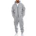 Men's Casual Sportswear Workwear Trendy Loose Fit Fleece Lined Heavyweight Fleece Jacket And Pants Set For Winter_viptrois.com
