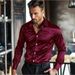 Men's Clothing American Style Shiny Men's Mercerized Cotton Solid Color Drape Long Sleeve Shirt European Size Business Men High Quality Shirt_viptrois.com