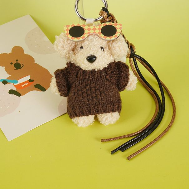Miu Cute Plush Pendant Accessories Wearing Sweater Curly Puppy Keychain Lanyard Bag Pendant Bag Ornaments_viptrois.com