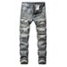 Men's Clothing New Cross Border Men's Clothing Ripped Straight Slim Non Elastic Jeans Many Tattered Men_viptrois.com
