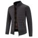 Men's Clothing Men's Stand Collar Fleece-Lined Sweater Cardigan, Thick Knit Pullover With Color Block Design, Warm Winter Oversized Coatigan_viptrois.com
