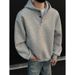 Pure Heavyweight Double Layer Collar Button Hooded Fleece Sweatshirt For Women And Men, Autumn Niche Trendy Brand, Loose Lazy_viptrois.com