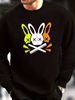 Men's Loose Casual Fashionable Skull Rabbit Pattern Printed Round Neck Long Sleeved Pullover Hoodie For Autumn And Winter_viptrois.com