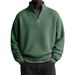 Men's Casual Long Sleeve Pullover Sweatshirt - Lightweight Waffle Knit Stand Collar Top, Slim Fit Ribbed Hem, Solid Color Streetwear For Urban Style_viptrois.com
