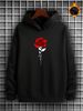Men's Autumn And Winter Casual Fashion Loose Hooded Sweatshirt With Rose Graphic Pattern Print Warm Long Sleeved Pullover_viptrois.com