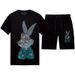 Men's Clothing New Year's Rabbit Hot Diamond Suit Men's T Shirt Short Sleeve Mercerized Cotton Round Neck Shorts_viptrois.com
