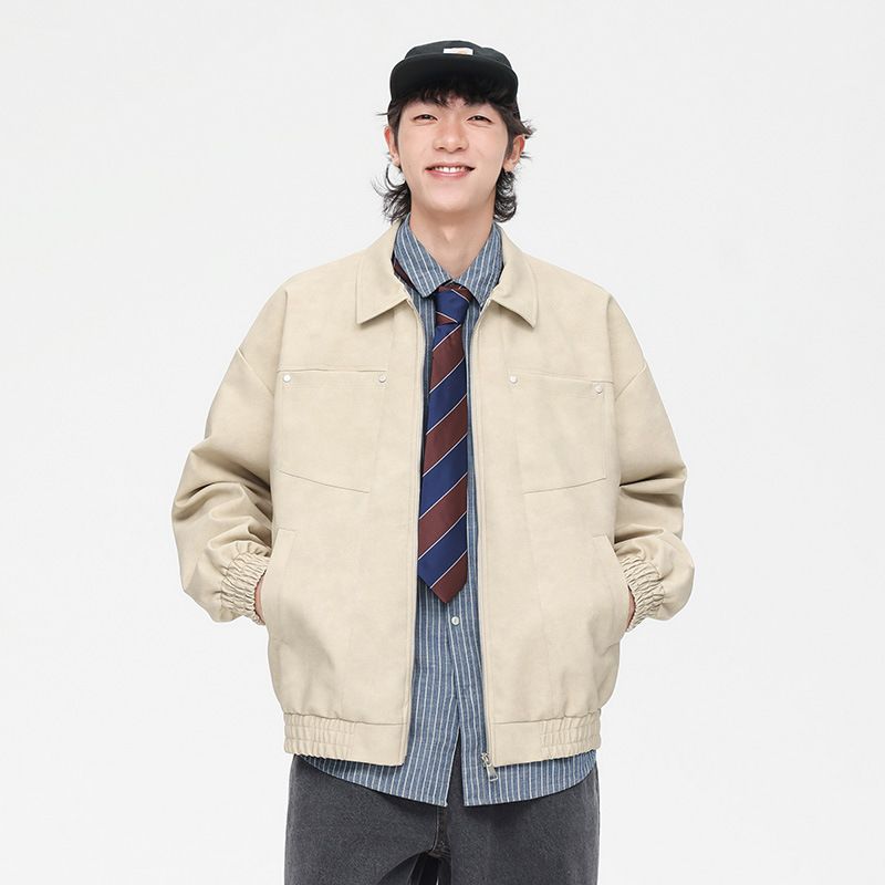 Men's Japanese Workstyle PU Leather Jacket - Oversized Casual Motorcoat With Multiple Pockets_viptrois.com