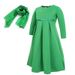 Kids’ Clothing Girls Spring and Autumn Long Sleeve Round Neck Dress Bow Headband 3 Piece Set_viptrois.com