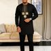 Men's 2-Piece Suit – Elegant Embroidered Black Shirt & Trousers Set (S-XXL) – Versatile Ethnic Style For Business & Casual Wear_viptrois.com