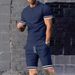 Men's Clothing Summer Men's Short Sleeved T Shirt Round Neck Suit Sports Men's Casual Shorts Two Piece Suit Men_viptrois.com