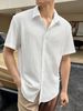Men's Clothing Men's Short Sleeved Commuter Shirt Lapel Button Casual Texture Shirt_viptrois.com