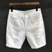 Men's Clothing Street Fashion White Ripped Denim Shorts Casual Trend Summer Scratched Beggar Five Points_viptrois.com