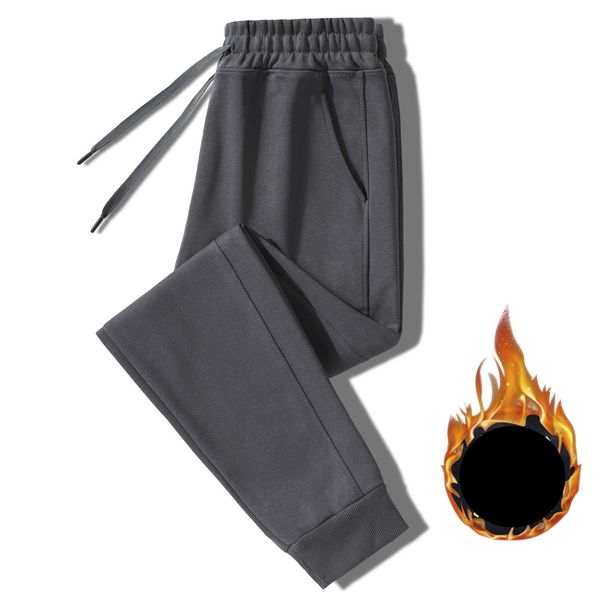 Men's Clothing Winter Fleece-Lined Sweatpants - Thickened Thermal Joggers With Drawstring Cuffs, Comfortable Cotton Knit Casual Pants (Black, Coffee)_viptrois.com
