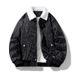 Faux Fur Collar Jacket – Unisex Winter Coat With Thickened Polyester For Streetwear & Campus Style_viptrois.com