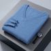 1 2023 Autumn Winter New Mink Men's V-Neck Loose Solid Color Pullover Wool Base Knitwear Cashmere Sweater_viptrois.com