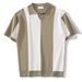 Men's Slim Fit Vertical Striped Short Sleeve Knit Shirt - Breathable Ice Silk Fabric, Business Casual & Youth Style_viptrois.com