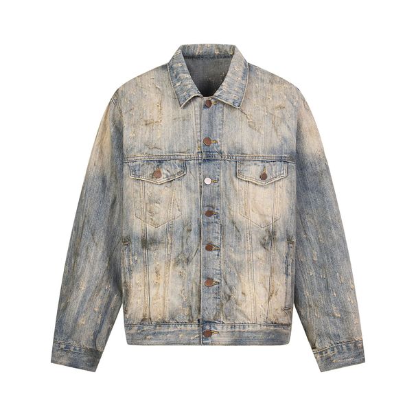 Jiayiku Trendy Brand 2025 Spring New Waste Earth Style American Hot Diamond Heavy Industry Washed Water Damaged Cowboy_viptrois.com