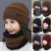 Männer Frauen Winter Beanie Hut Schal Casual Thermische Fleece Gestrickte Hut Weiche Warme Sturmhaube Wolle Hals Wärmer Schal Kappe_viptrois.com