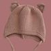Kids'hats Baby with the pink series of autumn and winter boys and girls windproof ear warm knitted hat_viptrois.com